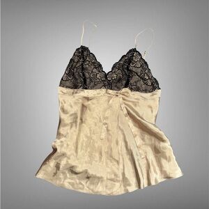 Je Tadore Elegant Black and Gold Lace Camisole- size XL